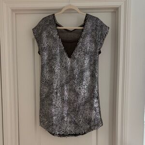 Free people silver sequin shirt mini dress
